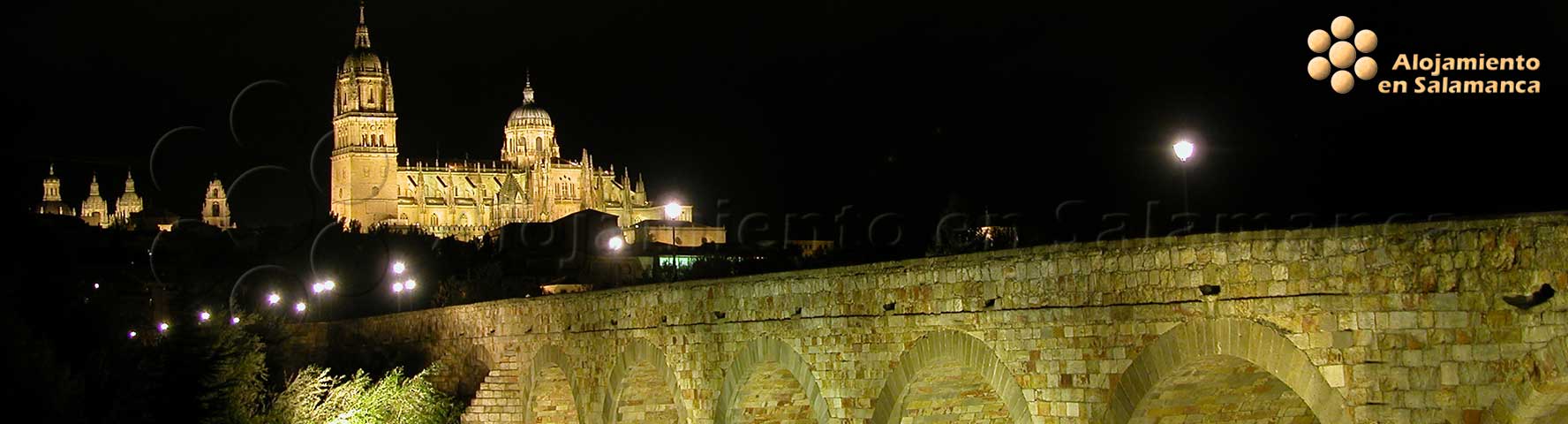 Salamanca nocturna: puente y catedrales.